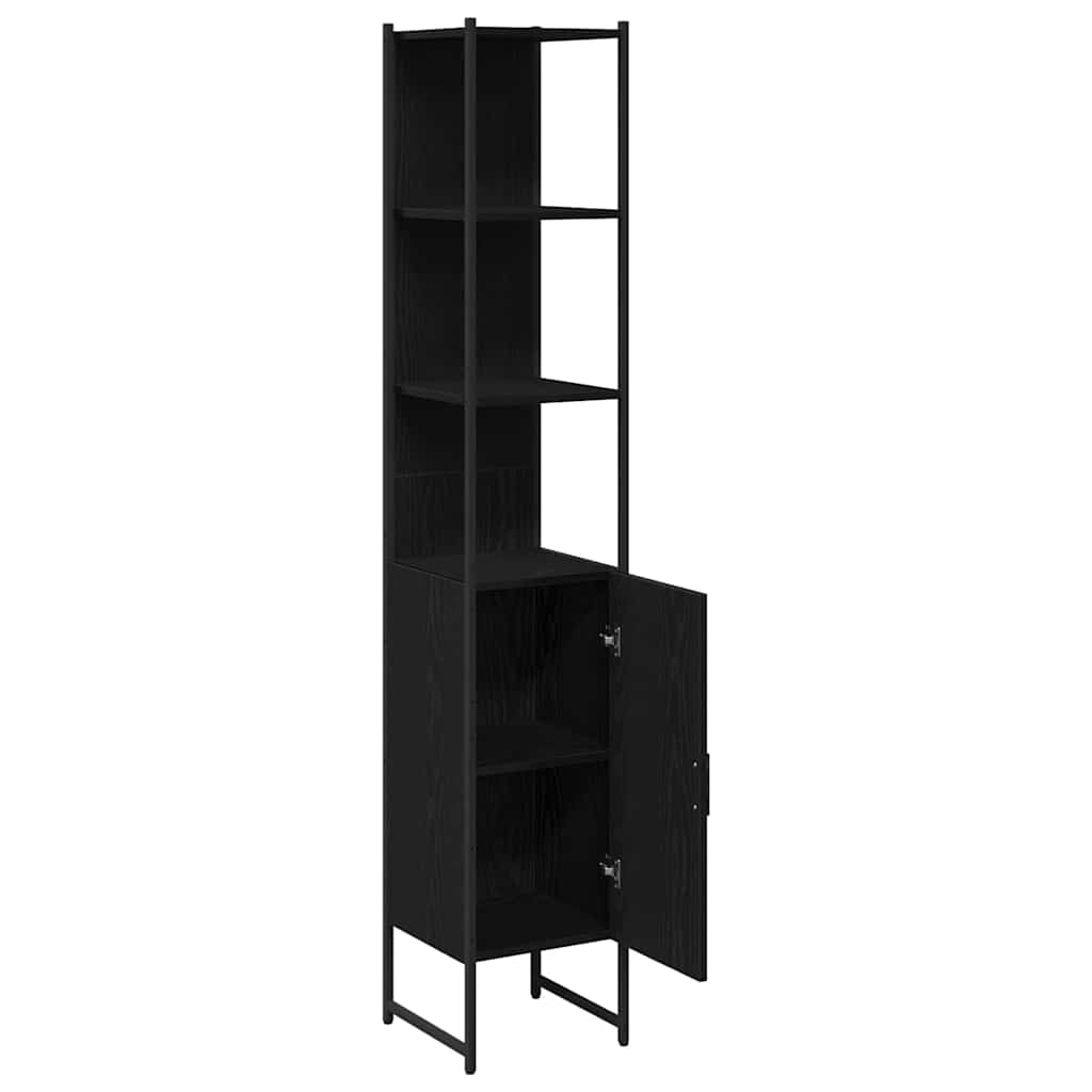 Bathroom Cabinet Black Oak Effect 33 x 33 x 185.5 cm