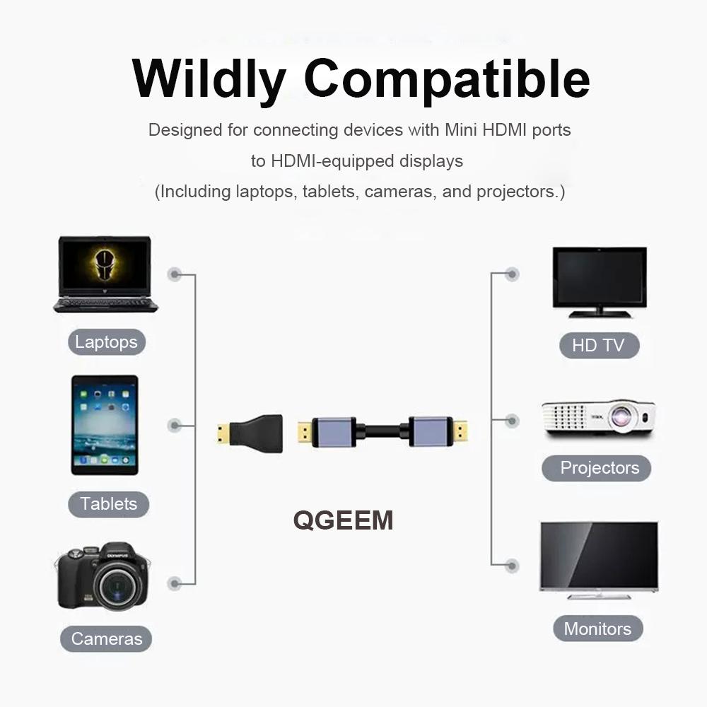 MINI HDMI MALE TO HDMI A FEMALE ADAPTER Converter HDMI To MINI HDMI Adatper 1080 P 2K 4K FOR MINI PC HDTV HD CAMERA 5504