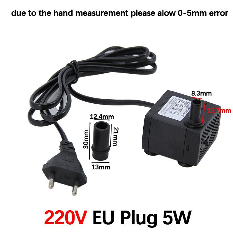 3/5/10/16/25/35/45W Submersible Water mirco Pump EU 220v for Water Garden Hydroponic Systems Aquarium Table top Fountains Pon