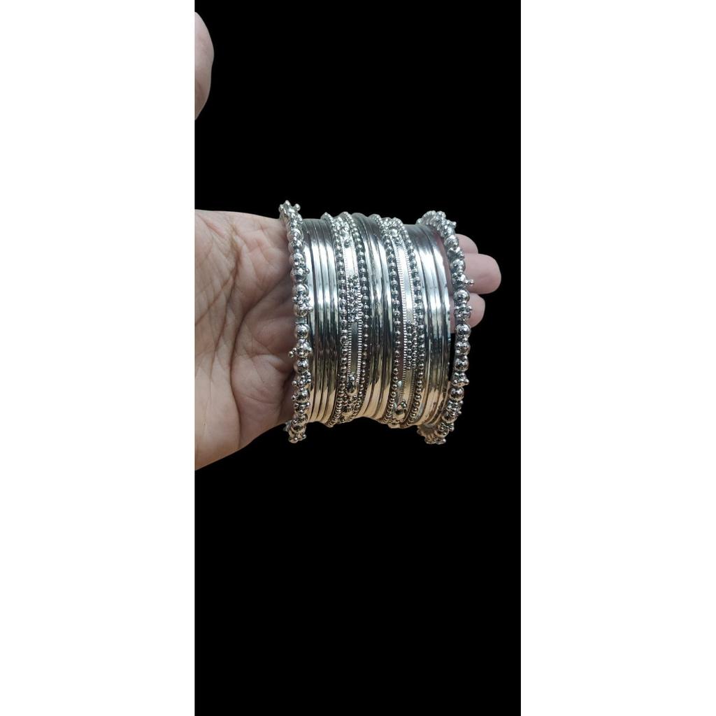 @ Oxidised Silver Plated Bangles Set Size 2.4 For Women & Girls UKS56 50%off