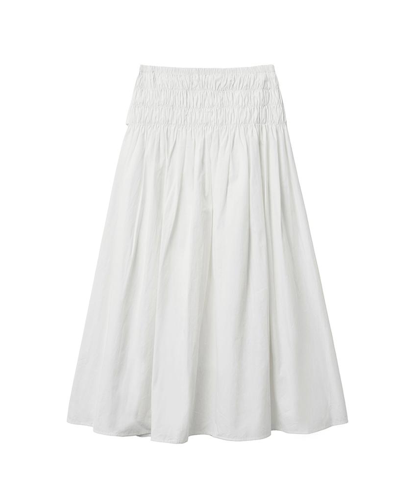 Lense Smocked Shirring Skirt Ivory