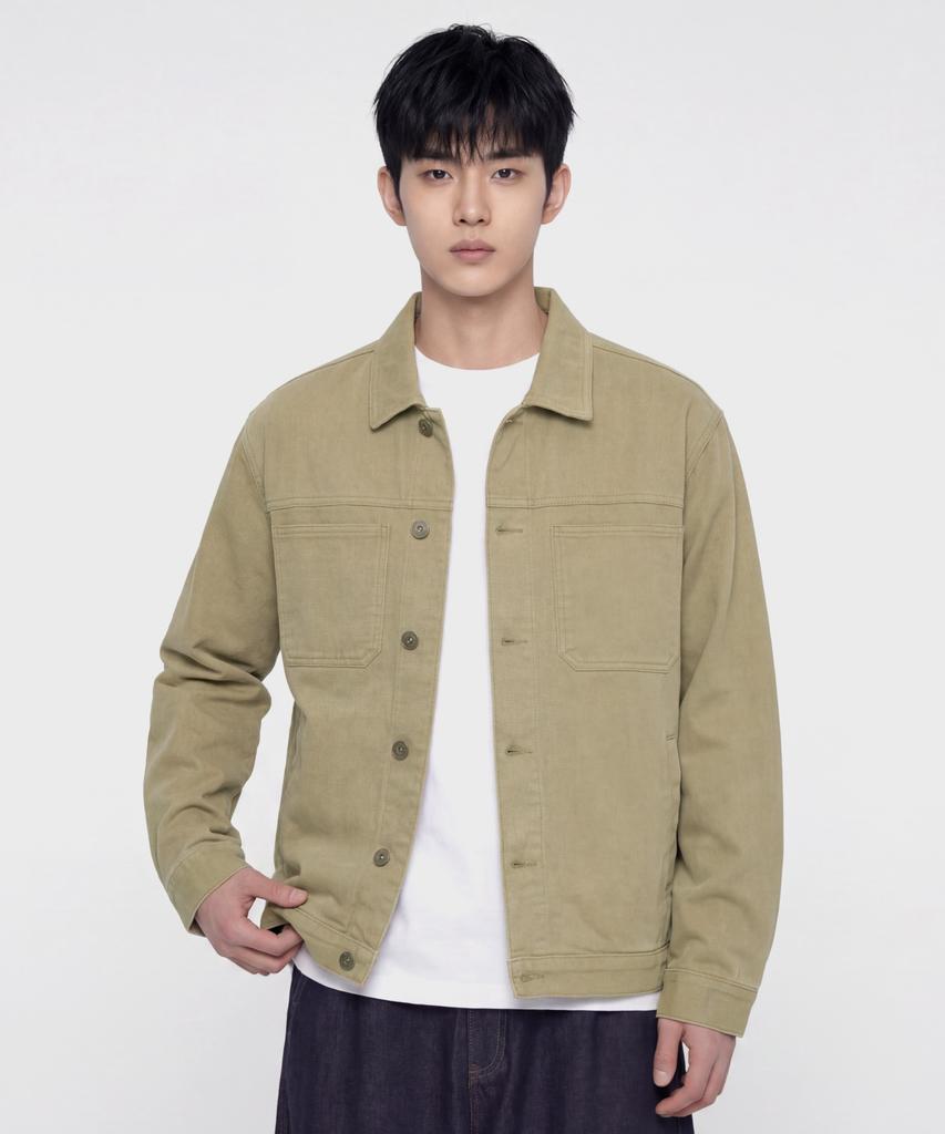 Agod Washed Twill Work Jacket [Beige]
