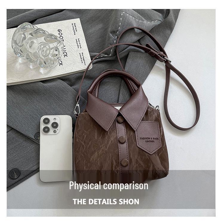 Women's Korean Style Casual Shirt with Solid Color and Single Shoulder Crossbody Handbag – 2025 Fashion Trend