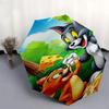 1pc Tom and Jerry Automatic Folding Umbrella - Compact 8-Rib Design, Durable Plastic & Iron1092L