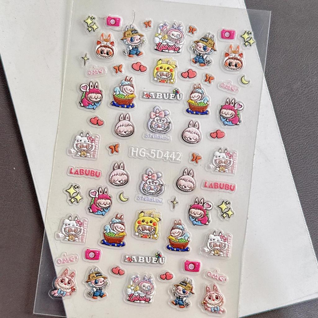 Søte LABUBU Negleklistremerker Små Mønstre Neglekunst Klistremerker Tilbehør Selvklebende Klistremerker Telefonbok DIY Dekorasjonsklistremerker
