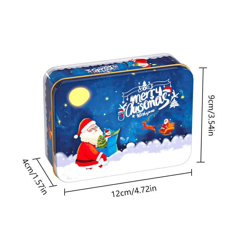 1PC Cutie Cadou Cutie de depozitare goală Cutie de tablă de biscuiți Cutie de biscuiți Cadou de Crăciun Cutie de bomboane Cutie pătrată de tablă de bomboane
