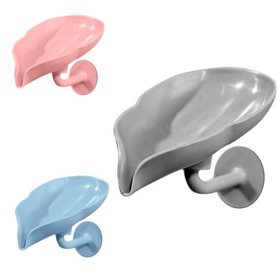 Soap Dish Wall-mounted Punch Free Space Saving Easy To Install Leaf Shape Bathroom Soap Draining Rack Daily Use