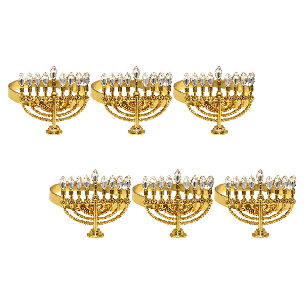 6 Pcs Napkin Ring White Tray Hotel Holders Decorative Buckles Bracket Metal Rings Alloy Menorah Adornment Shaped