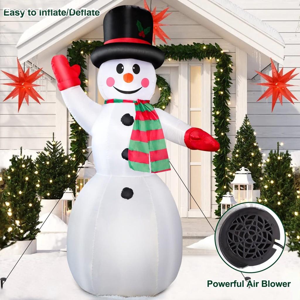 8 FT Lights Christmas Inflatables Snowman Outdoor Yard Decorations Christmas Blow Up Decoration Set Inflated Snowman with LED