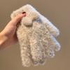Warm wool gloves Female winter rabbit plush full finger cute riding leopard print elastic finger cold and windproof