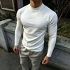 T-shirt Manches Longues Col Roulé Court pour Femme Coupe Ajustée Couleur Unie Stretch Haut Basique Décontracté