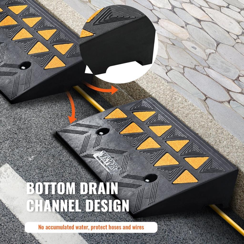 Rubber Curb Ramp Driveway Ramp for Curb 2 Pack 4.3" Rise 33069 Lbs Load