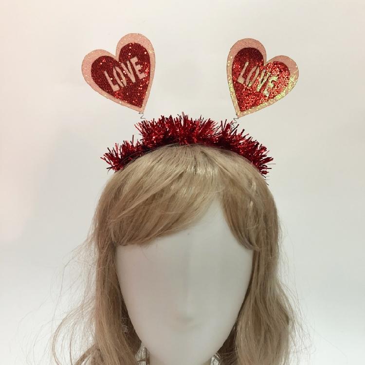 Woman Teens Tinsel Valentines Headband Hair Hoop Girls Banquet Party Hairband