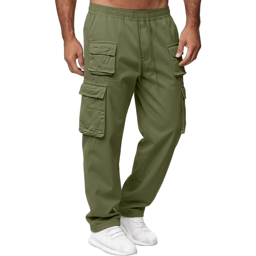 Men's Cargo Pants Straight Leg Multi-Pocket Casual Outdoor Twill Trousers