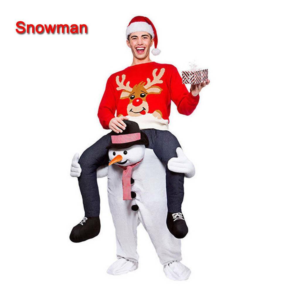 

Carry Ride on Back Piggy Unisex Christmas Costume Santa Shoulder Adult Snowman Reindeer Santa Claus Santa Father Elf Santa