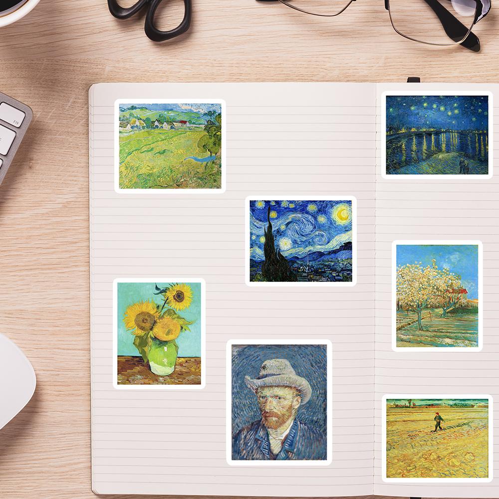 Van Gogh Paintings Artwork Stickers Landscape Self-Portrait Decal for Laptop Phone Scrapbook Luggage Decorative Cups Waterproof
