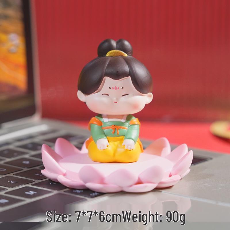 Tang Dynasty Lady Phone Stand - Cute Desktop Decoration, Resin Ornament for Home or Living Room.