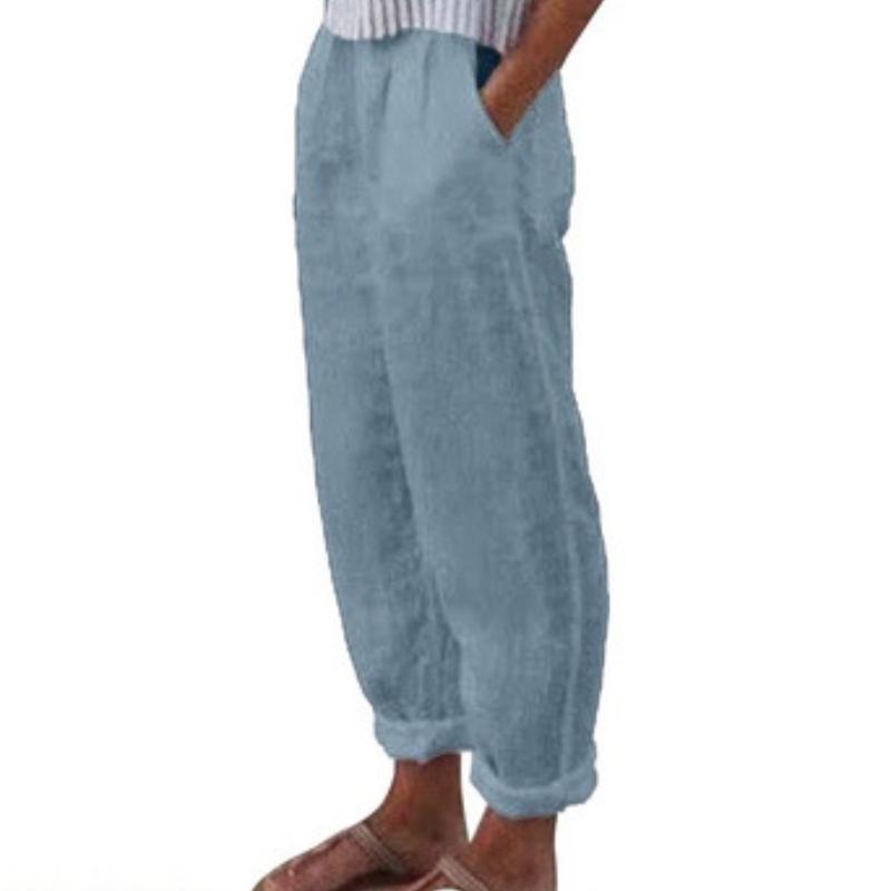 GMXIA Airy Commuter Cotton & Linen Straight Pocket Casual Pants