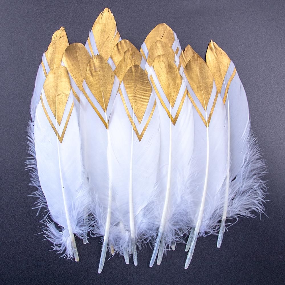 10PCS Gold Feathers Decoration 15-20CM Natural White Turkey Goose Duck Pheasant Feathers Plumes Handicraft Accessories