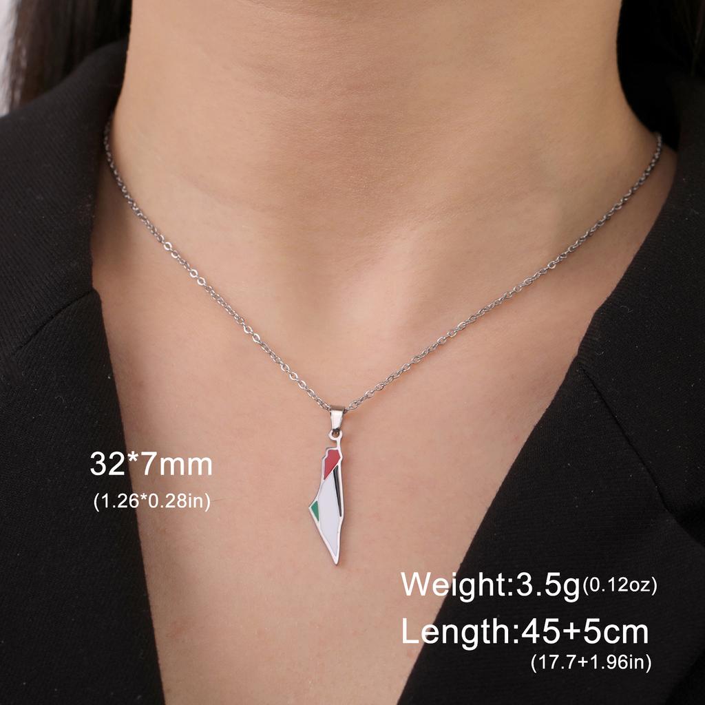 LIKGREAT Roestvrij Staal Palestina Kaart Hanger Ketting Goudkleur Sieraden Dames Choker Druipolie Geografie Nekketting Groothandel