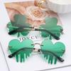 Rimless Women Men Green Four Leaf Clover Glasses St. Patrick'S Day Irish Shamrock Sunglasses Leprechaun Costume Glasses