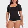 Women Plus Size Short Sleeve Seamless Tummy Control Body Shaper Shapewear Top