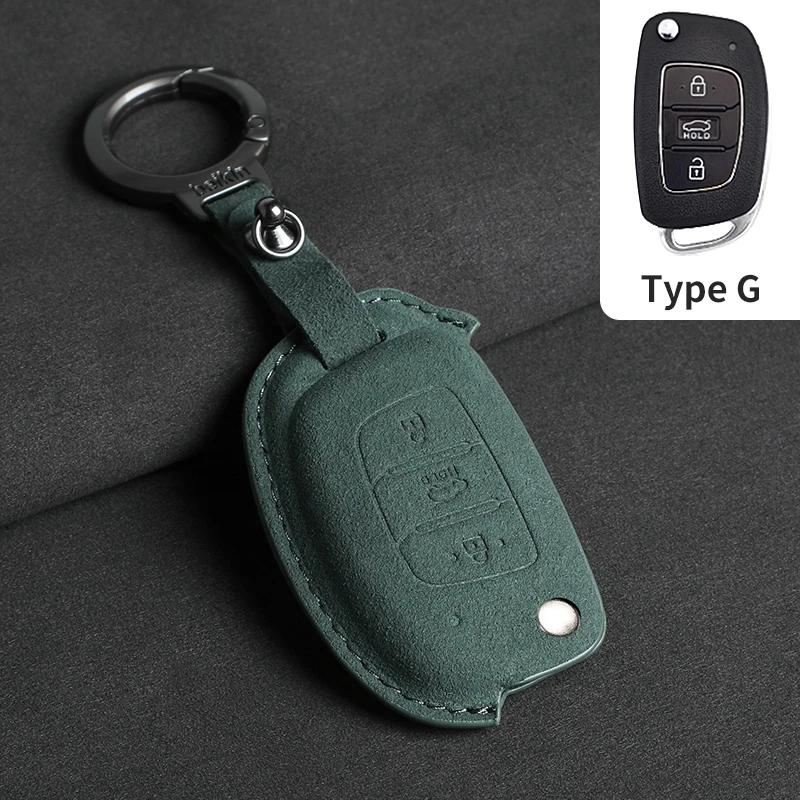 Suede Fabric Auto Flip Key Fob Cover Case Fit For Hyundai Grand I10 I20 I30 Ix35 Ix45 Hb20 Elantra Solaris Sonata Santa Fe Sport Tucson