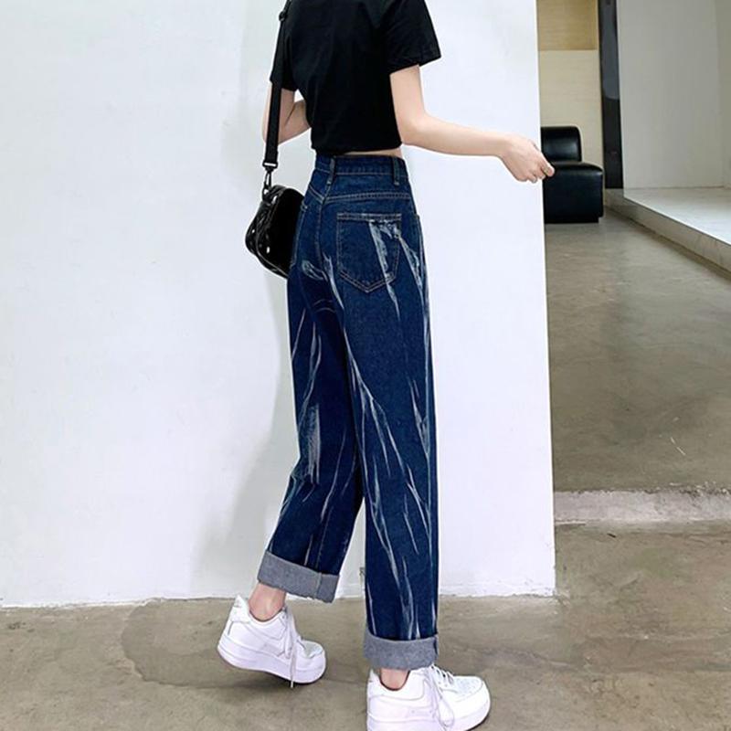 Blugi skinny cu talie înaltă Pantaloni largi, drepți, cu picioare largi, ocazional pentru femei