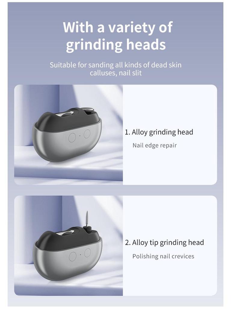 Compact Three-in-One Baby Nail Grinder: Automatic, Portable, Anti-Pinch Clippers