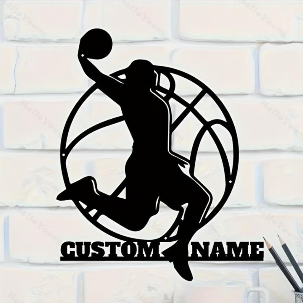 Custom Name Metal Basketball Wall Art Home Office Decor