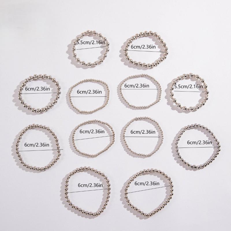1Set European And American Exaggerated Round Bead Chain Bracelet Hip-Hop Trend Geometric Metal Bracelet