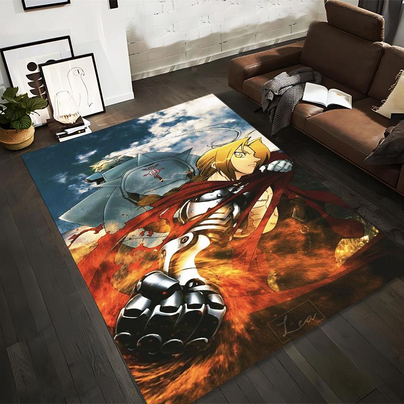 

Anime Style Rug with Warrior and Fire Design, Red and Blue Theme Suitable for use as an anti-slip for living room bedroom sofas 40x60cm( 15x23in )