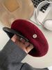 High-grade Wool Pu Soft Leather Splicing Newsboy Hat British Versatile Retro Octagonal Hat Versatile Painter Hat