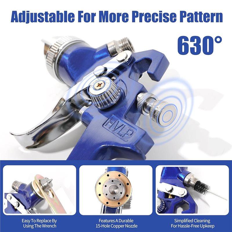 SHGO-For Automotive And DIY Projects Compatible HVLP Spray Paint Gun Kit-5 Nozzles Included 1000Cc Cup