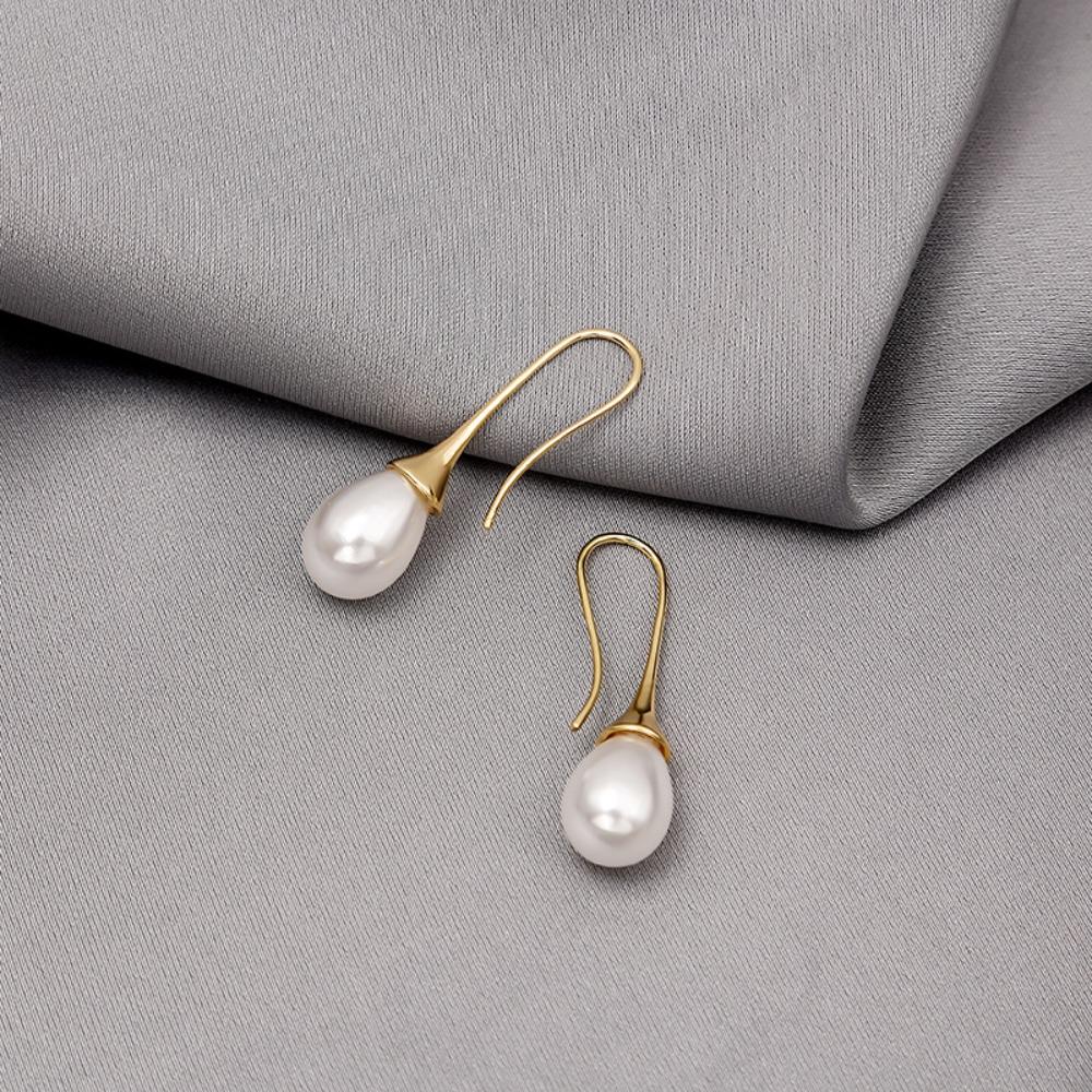 Pearl Dangle Earrings Gold Color Simple Style Classic Long Hanging Earring Personality Women's Party Jewelry