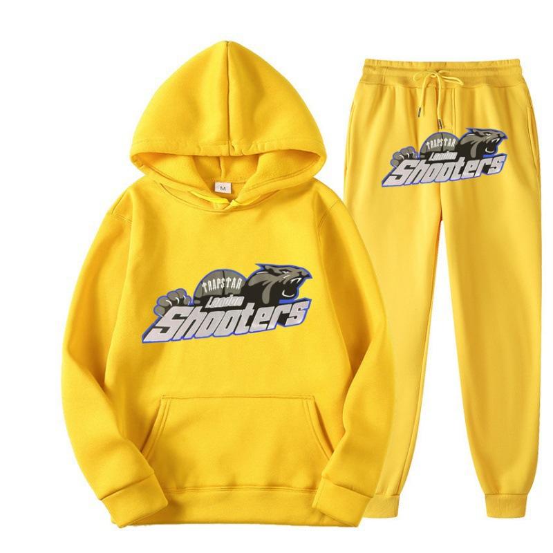 New Men's and Women's Casual Sports Suit, Red and Black Tiger Head Sweater and Sweatpants Suit.