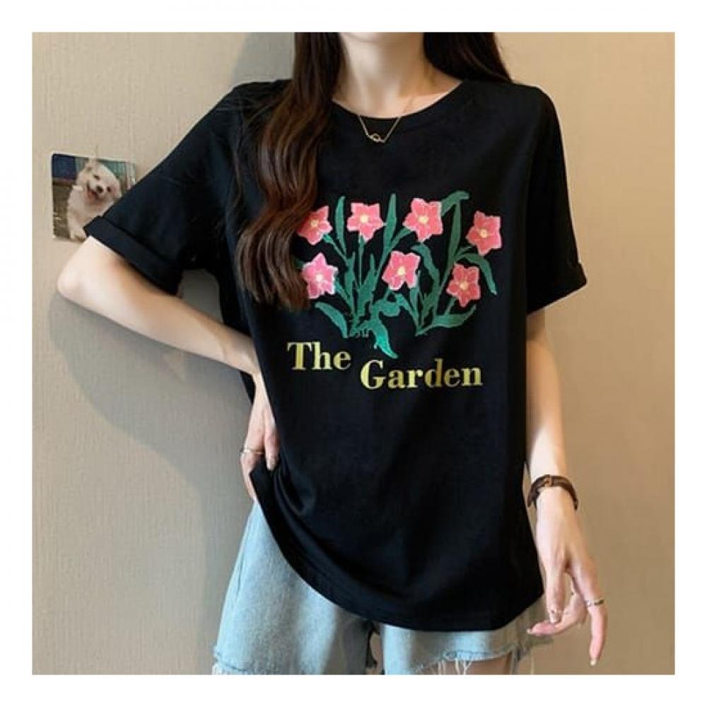Navava NT1893 Flower PrinT Round Neck ShorT Sleeve T shirT