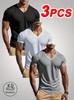 Men's Quick-Dry V-Neck Sports T-Shirt - Breathable, Sweat-Absorbing, Moisture-Wicking, High Stretch, Casual Fashion Short Sleeve.