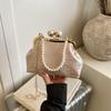 Embroidery Chinese Style Kiss Lock Handbag Faux Pearl Chain Silk Clutch Bag  Special Events