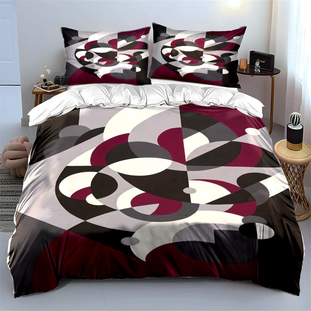 Geometric Abstract Circle Print Bedding Set Bedding Set (1 Duvet Cover, 2 Pillowcases, Duvet Not Included)