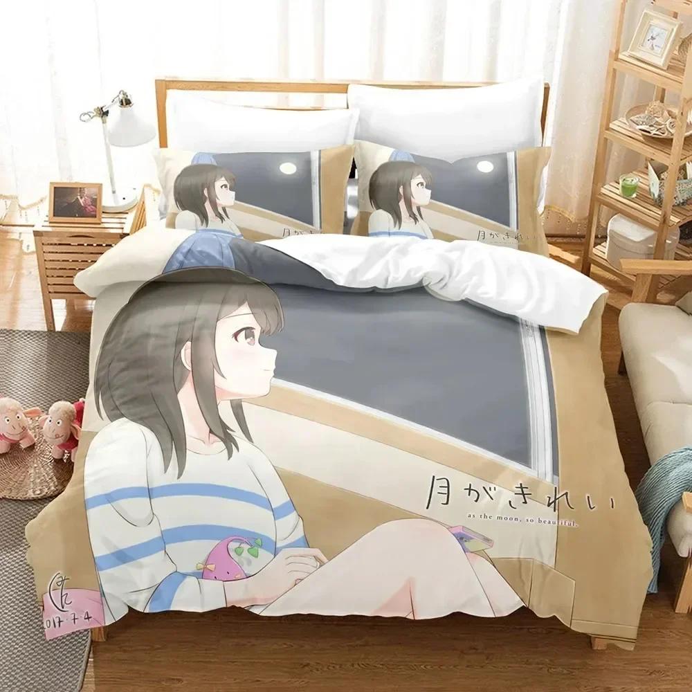 Fashion 3D The Tsuki Ga Kirei Bedding Set Printed Bed Set With Pillowcase Bed Duvet Cover Soft Queen King Size Bedclothes Home