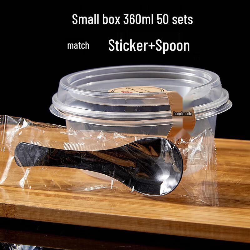 360ml Disposable Plastic Takeaway Bowls with Lids and Spoons