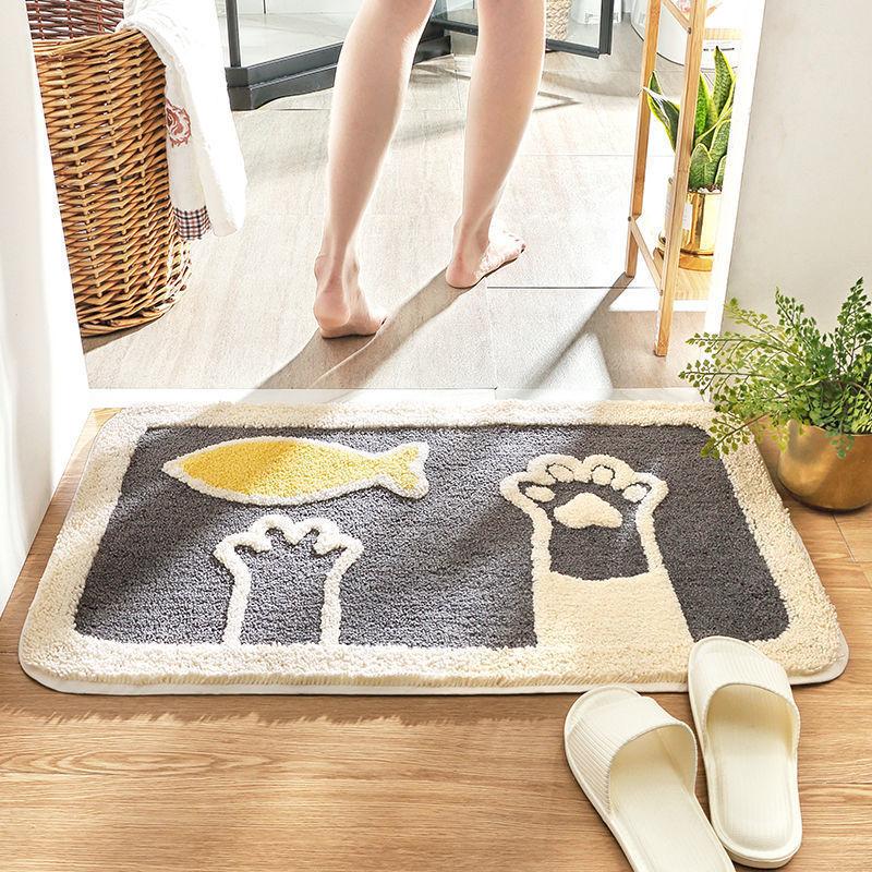 Cartoon Imitation Cashmere Floor Mat Bathroom Absorbent Toilet Door Entry Non-slip Mat Bedroom Carpet Door Mat Floor Mat Household