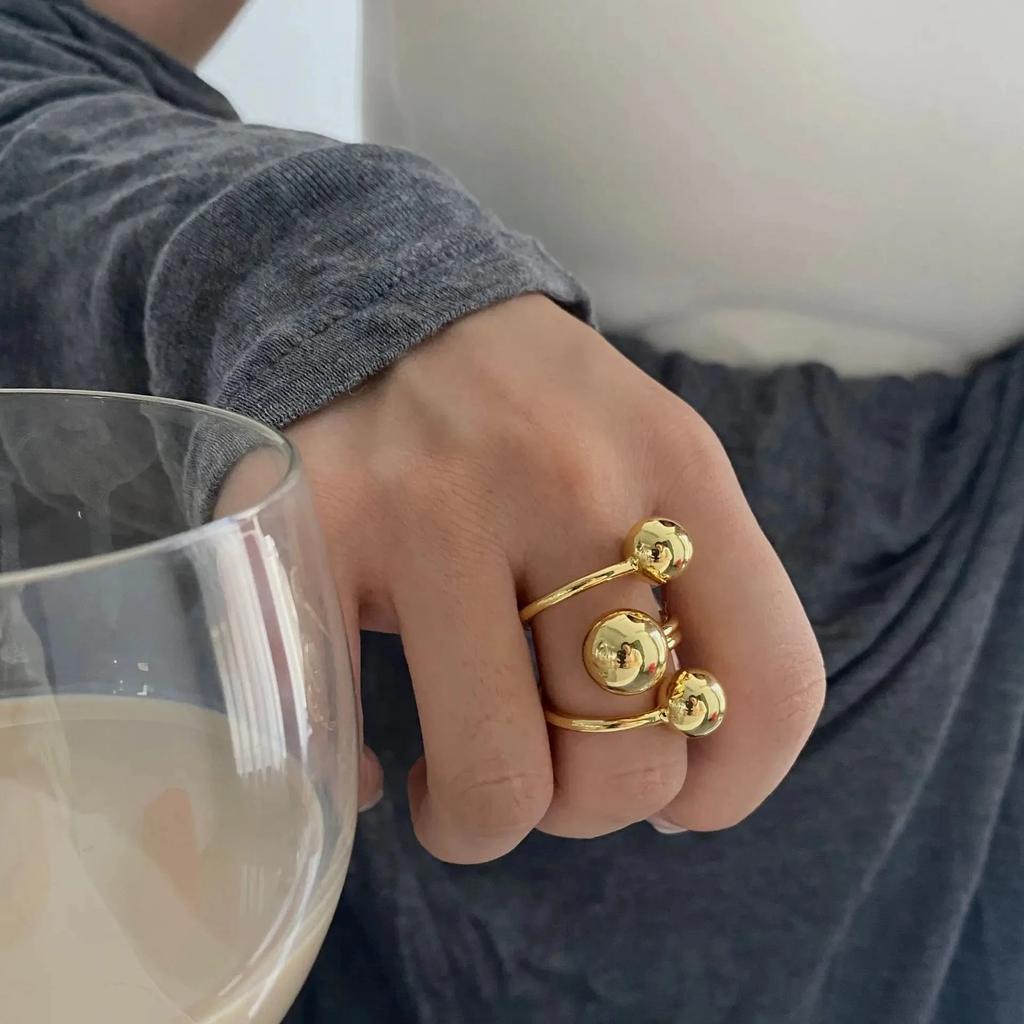 Sweet Pink Drop Oil Cherry Blossom Adjustable Open Ring for Women Niche Three Flower Design Sense Index Finger Ring 2026 Jewelry