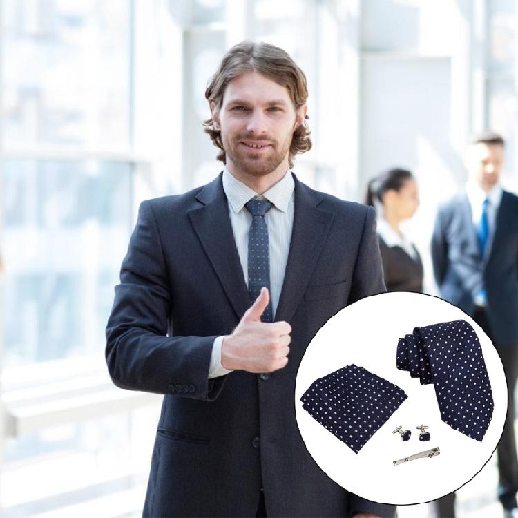 5IN1 Tie Set Formal Office Meeting Attire Neckwear Cufflinks Wedding Accessories