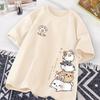 Japansk Söt Hamsterstil Sött Tryck Vardagskläder Kortärmad T-shirt Dam Lös Casual Tonårsstudent Halvärmad Topp