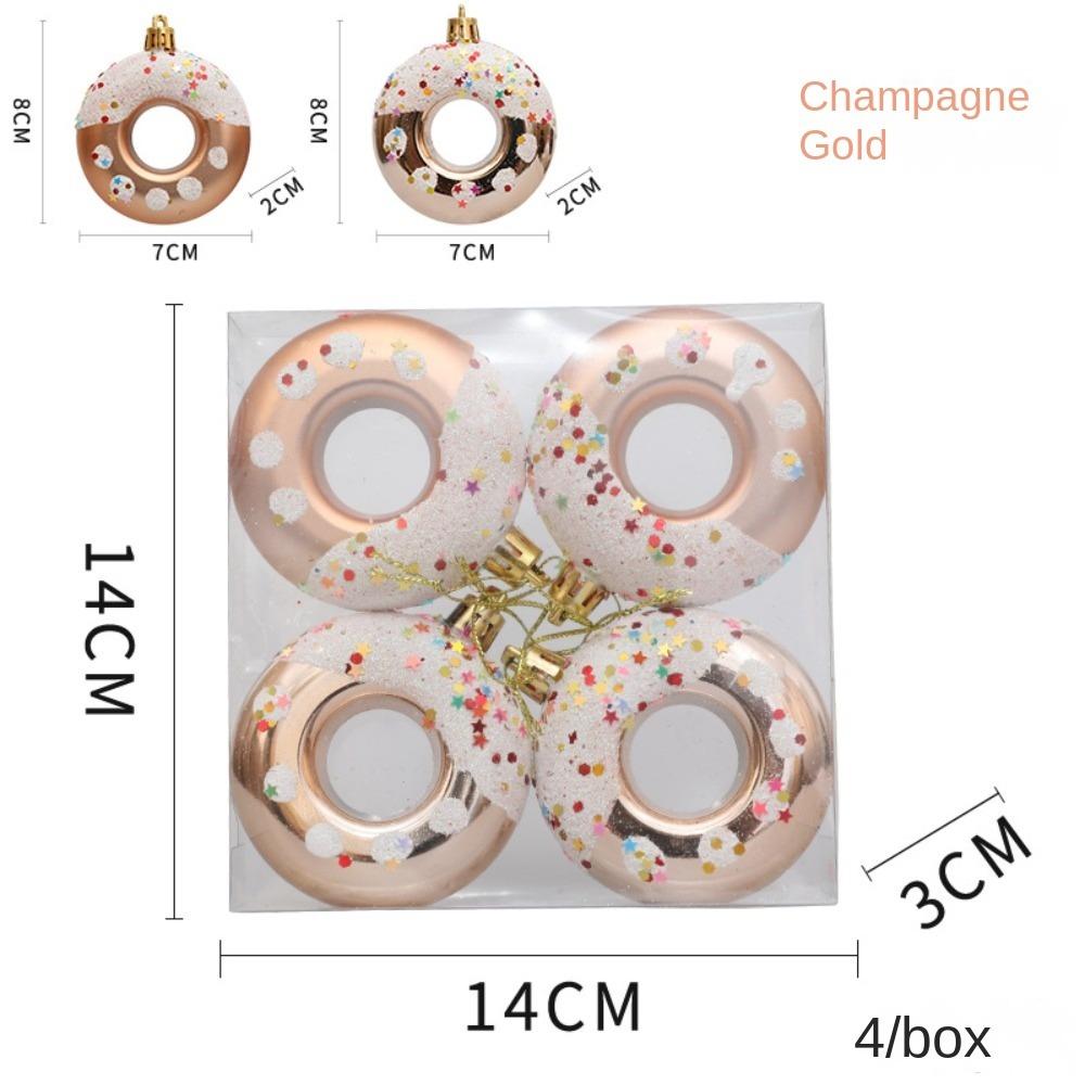 4pcs/Box Doughnut Christmas Tree Ornament Plastic Christmas Gift New Christmas Gifts Boxes Pendant