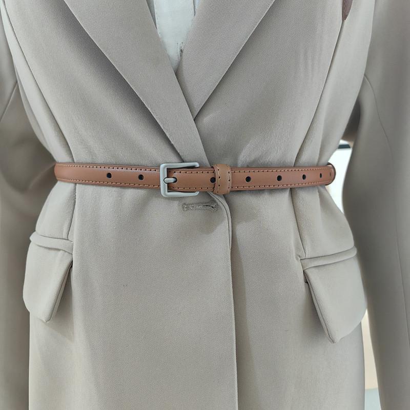 Buckle Solid Square Color Leather Thin Waist Belts Fashionable Gifts Casual