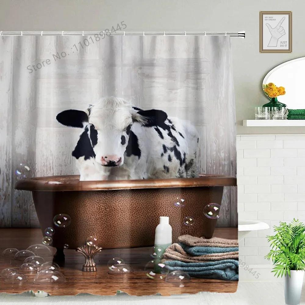 Lustiger Tier Duschvorhang Badewanne Yak Kuh Esel Dschungel Wildtiere Modern Minimalistisch Toilette Lesen Ziege Badezimmer Duschvorha
