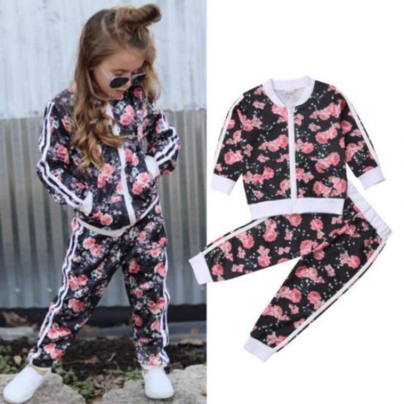 Fashion Warm Autumn and Winter Sweater Suit Newborn Baby Toddler Girl Sportswear Floral Sweatshirt Suit Flying  Suit Jacket